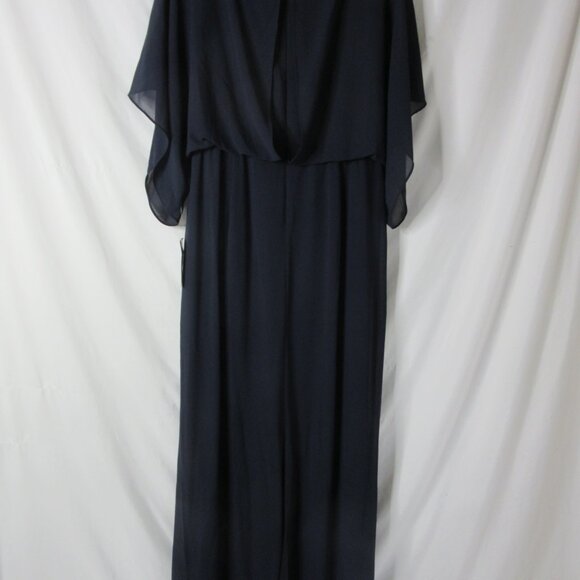Jessica Howard Maxi Formal Dress Souffle Chiffon Short Sleeve Navy Size 14W NWT - Picture 14 of 16